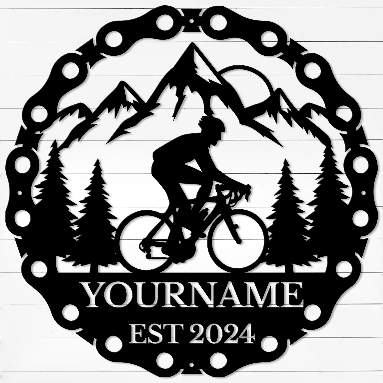 Personalized Cycling Metal Sign – Custom Name Wall Decor