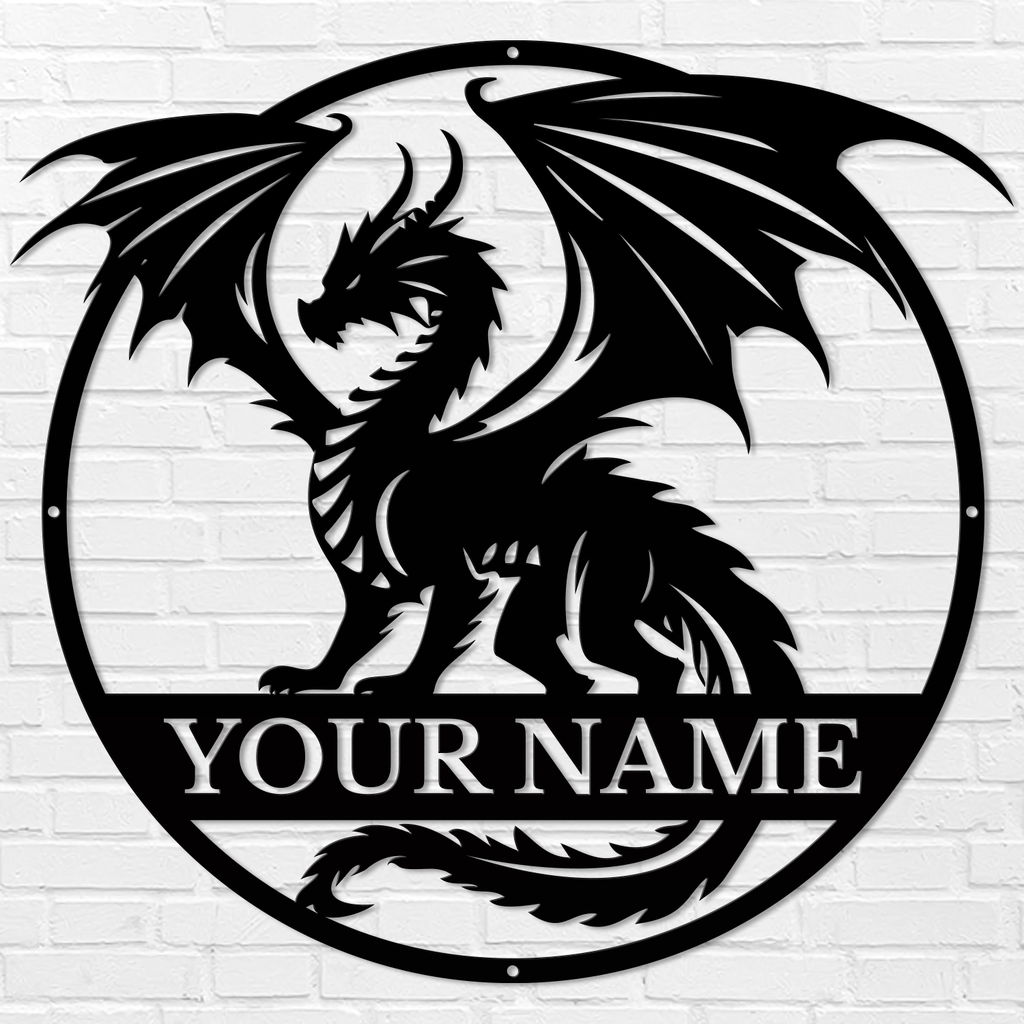 Custom Dragon Metal Sign – Personalized Name Wall Decor