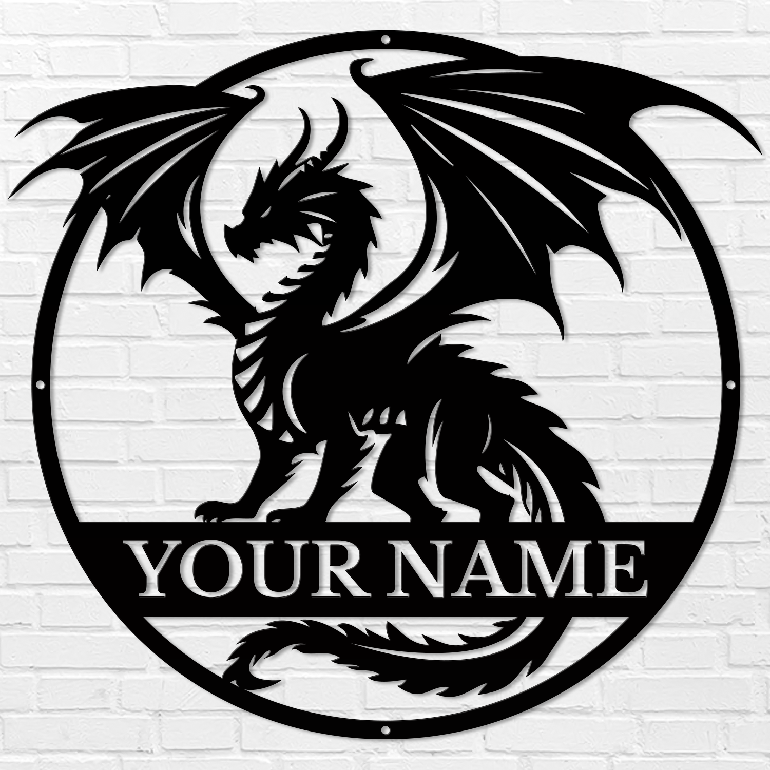 Custom Dragon Metal Sign – Personalized Name Wall Decor