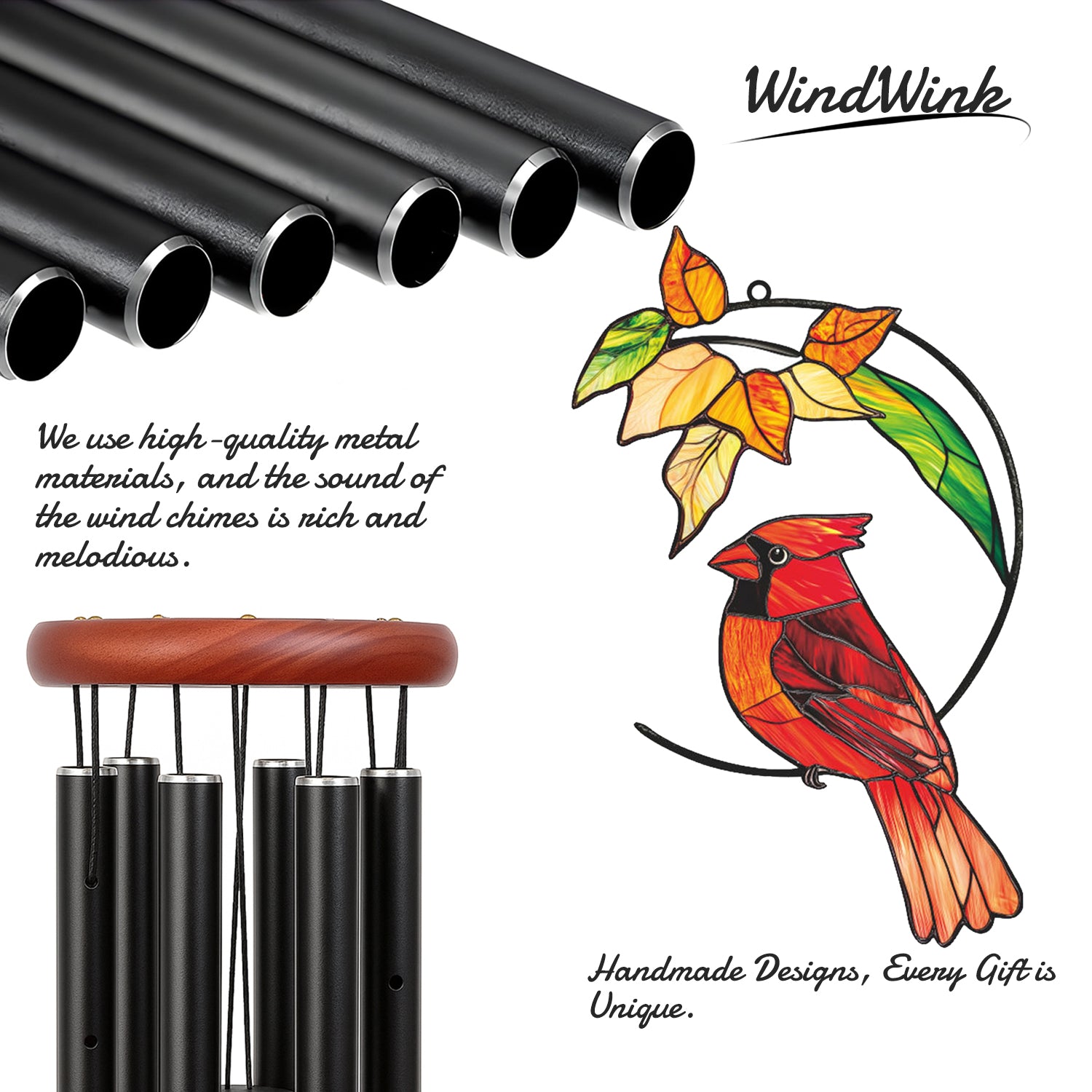 Red Cardinal Leaf Wind Chime – Style Wind 373