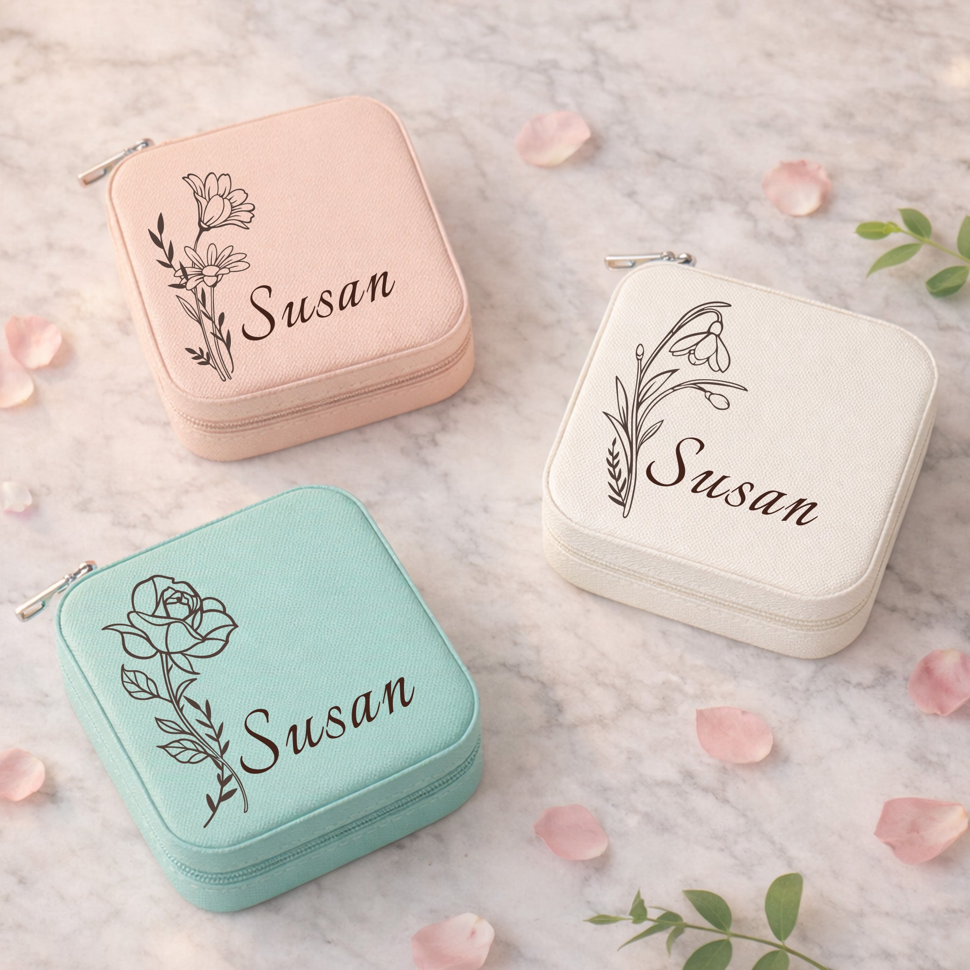 Personalized Birth Flower Jewelry Box