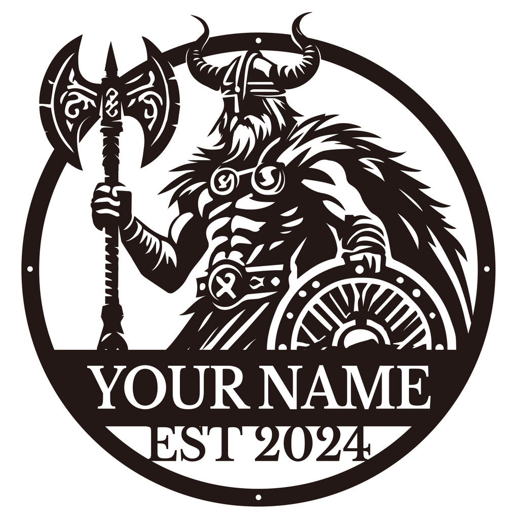 Personalized Viking Warrior Metal Sign, Custom Text Norse Wall Decor