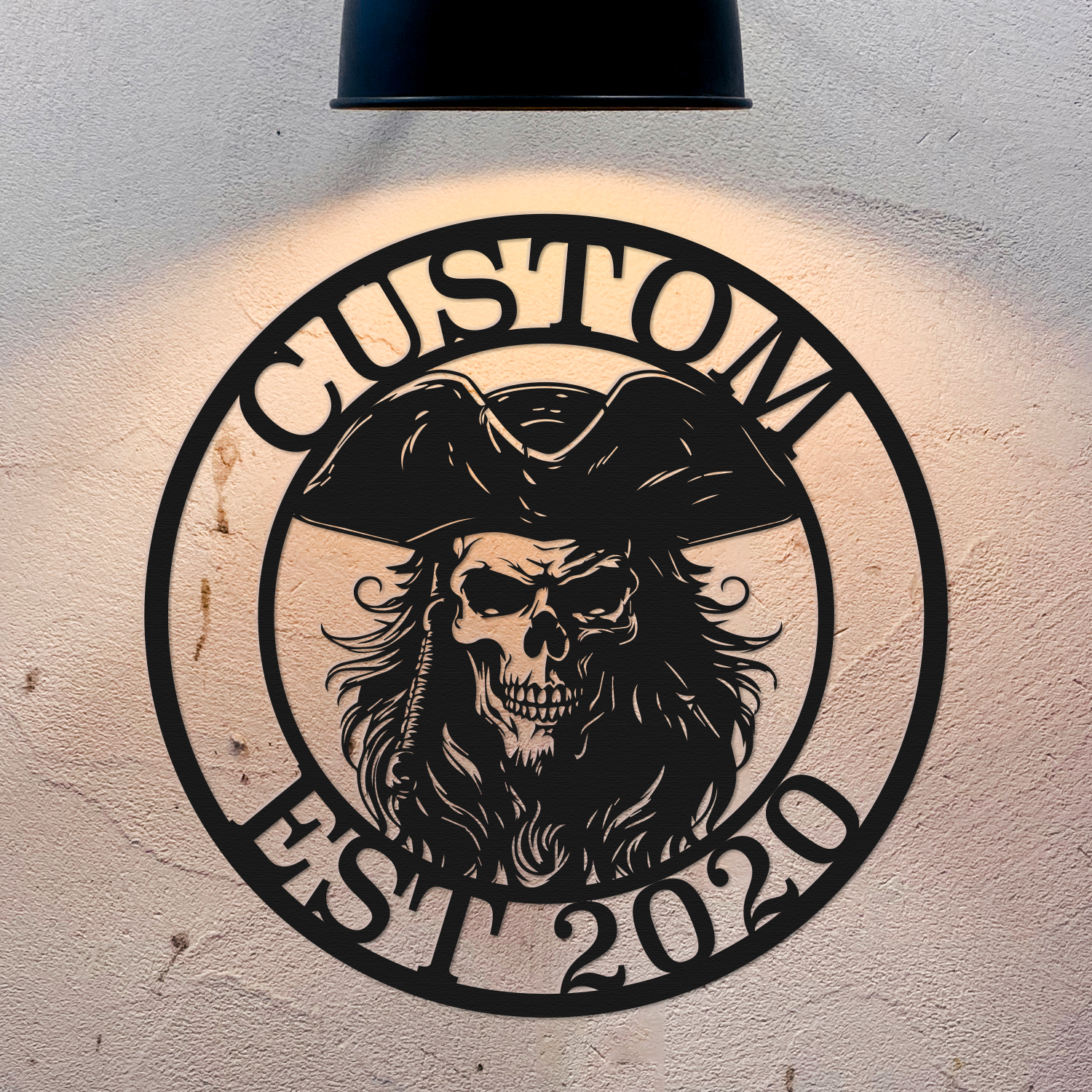 Personalized Pirate Skull Metal Sign | Custom Name & Established Year Wall Decor