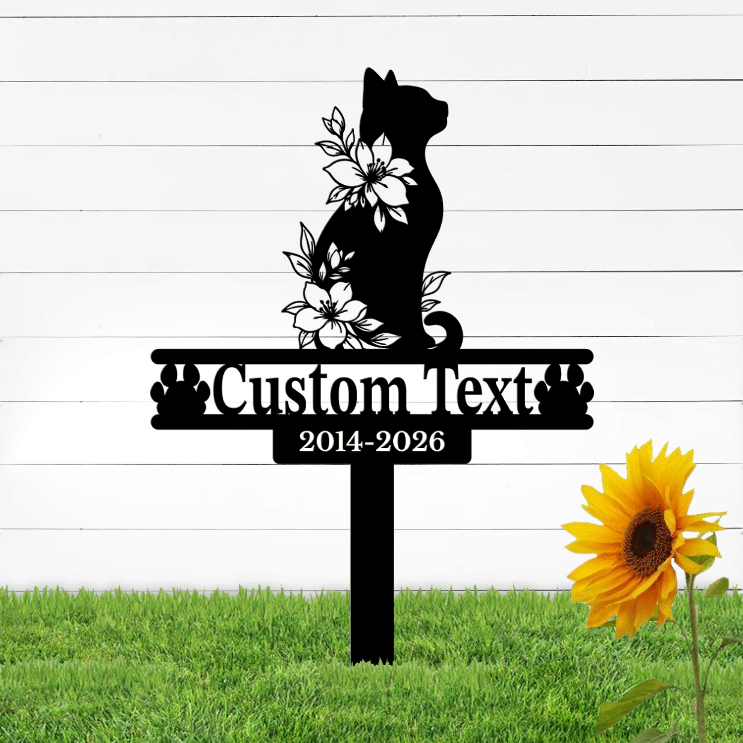 Personalized Cat Memorial Garden Stake | Custom Cat Memorial Metal Sign