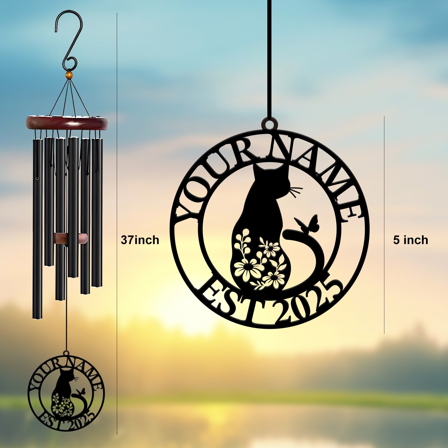 Personalized Cat Butterfly Wind Chime