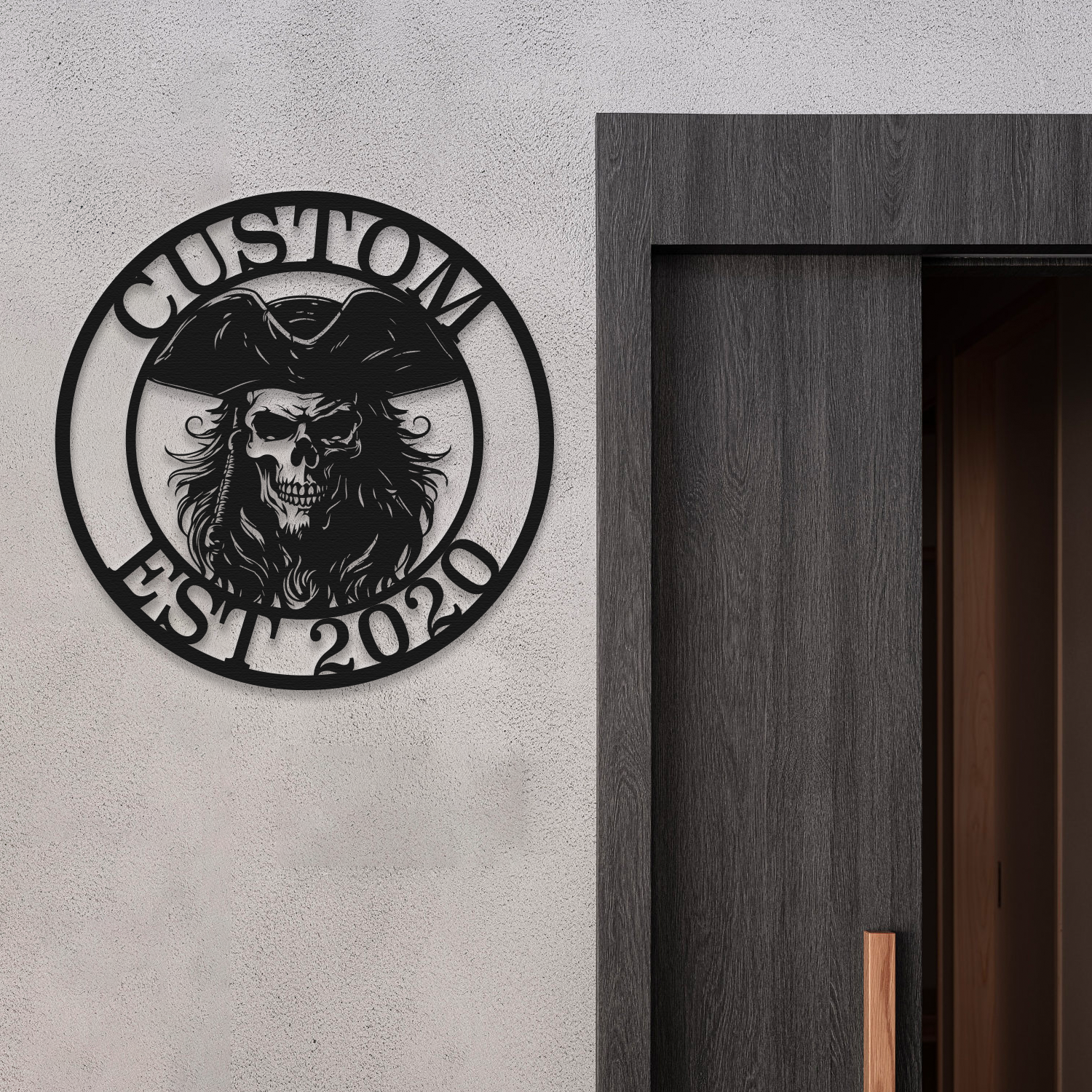 Personalized Pirate Skull Metal Sign | Custom Name & Established Year Wall Decor