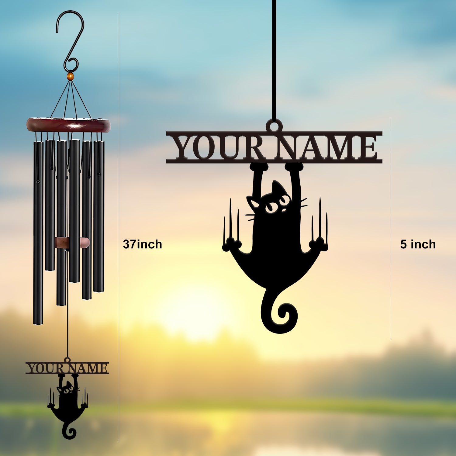 Personalized Hanging Cat Wind Chime