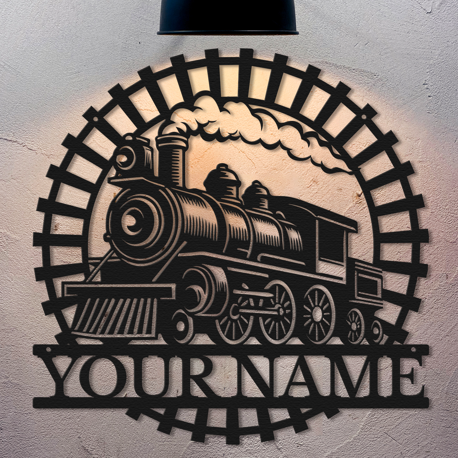 Personalized Train Metal Sign, Custom Text Railroad Wall Decor