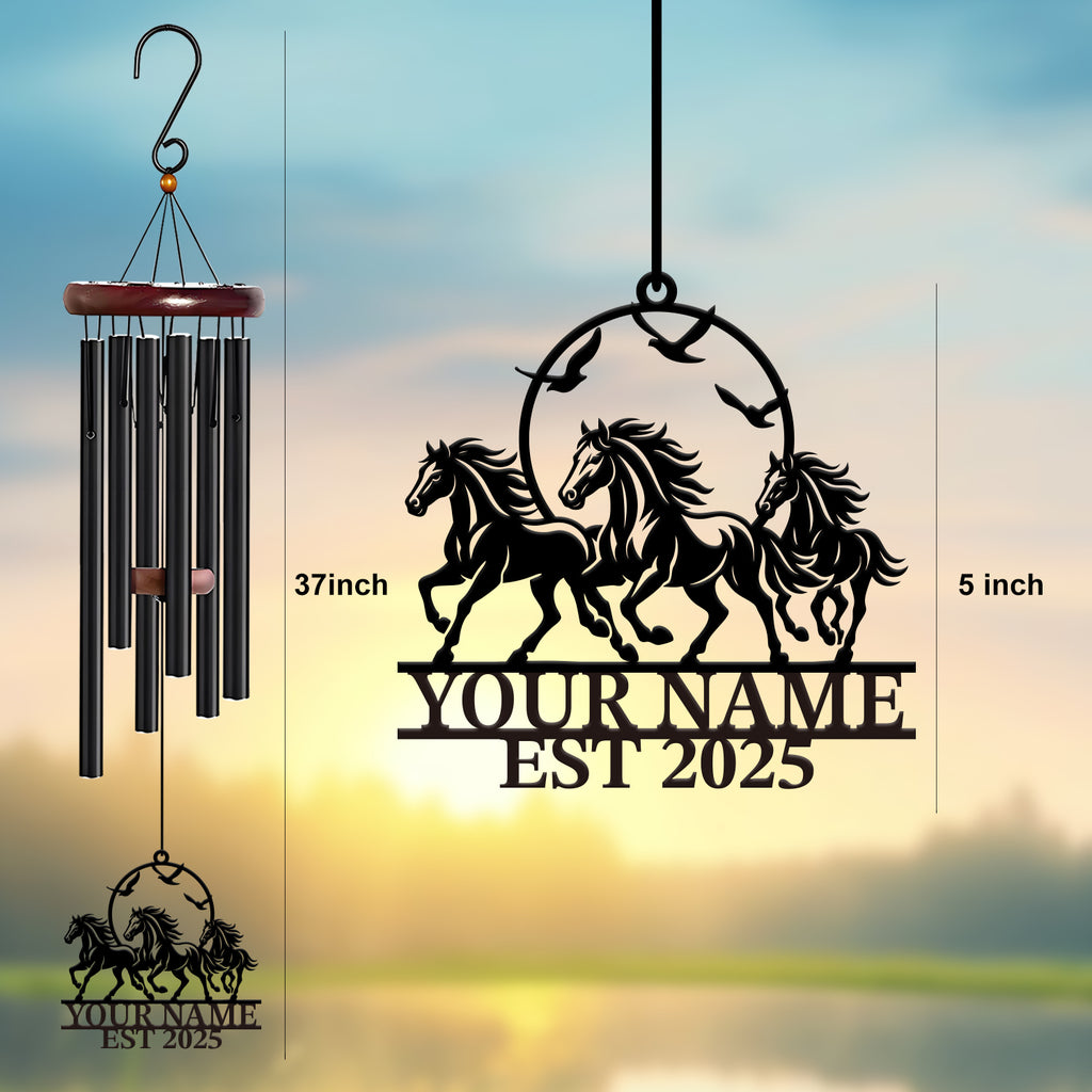 Personalized Running Horses Wind Chime