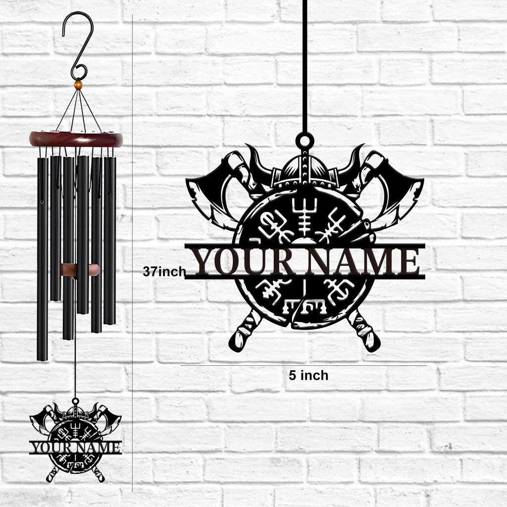 Personalized Viking Helmet Axe Wind Chime