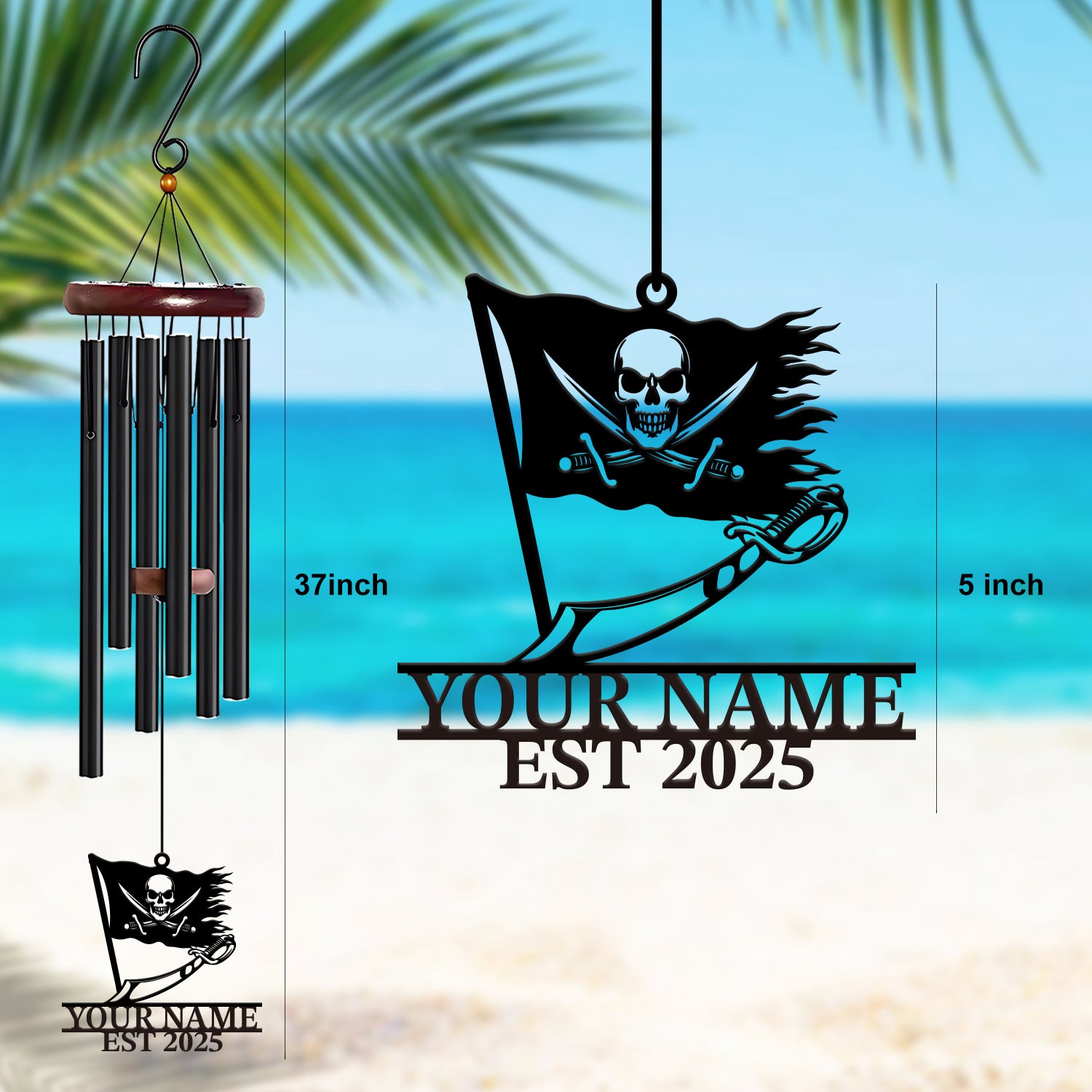 Personalized Pirate Flag Wind Chime