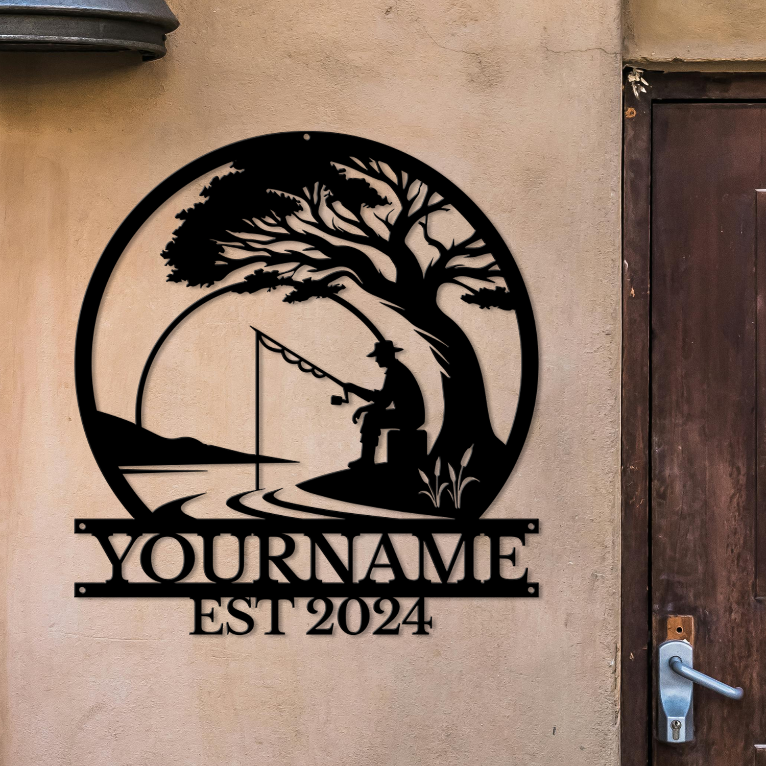 Personalized Fishing Metal Sign – Custom Name Wall Decor