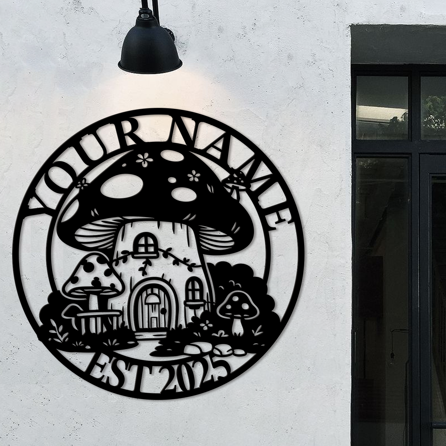 Personalized Mushroom House Metal Sign
