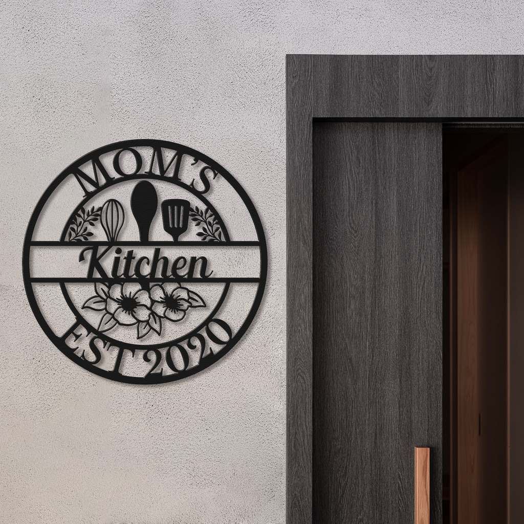 Personalized Mom's Kitchen Metal Sign | Custom Name & Established Year Wall Decor