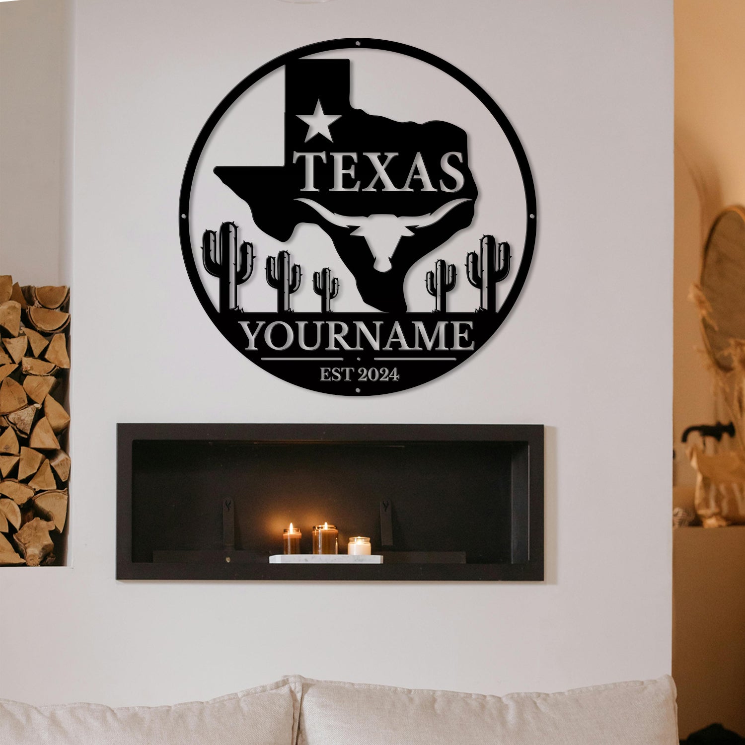 Personalized Texas Metal Sign – Custom Name Wall Decor