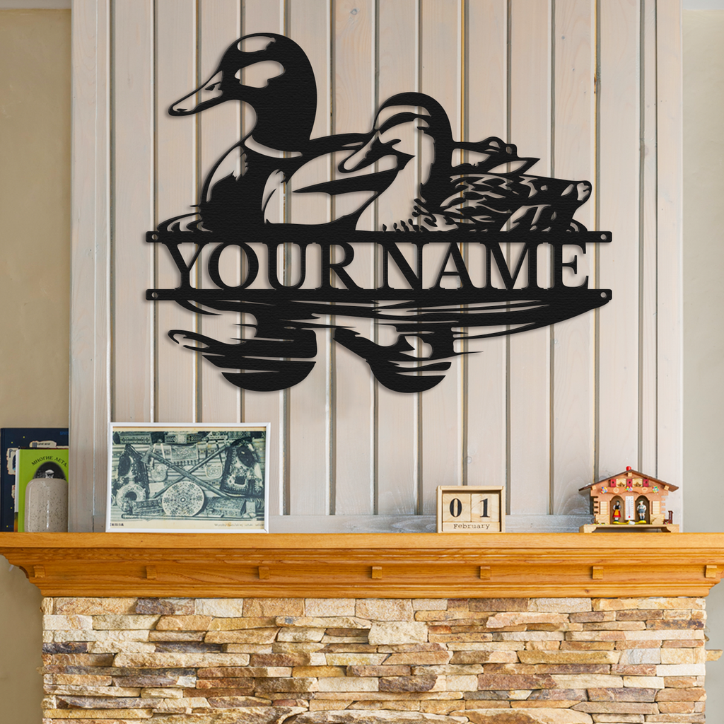 Personalized Duck Metal Sign, Custom Text Waterfowl Wall Decor