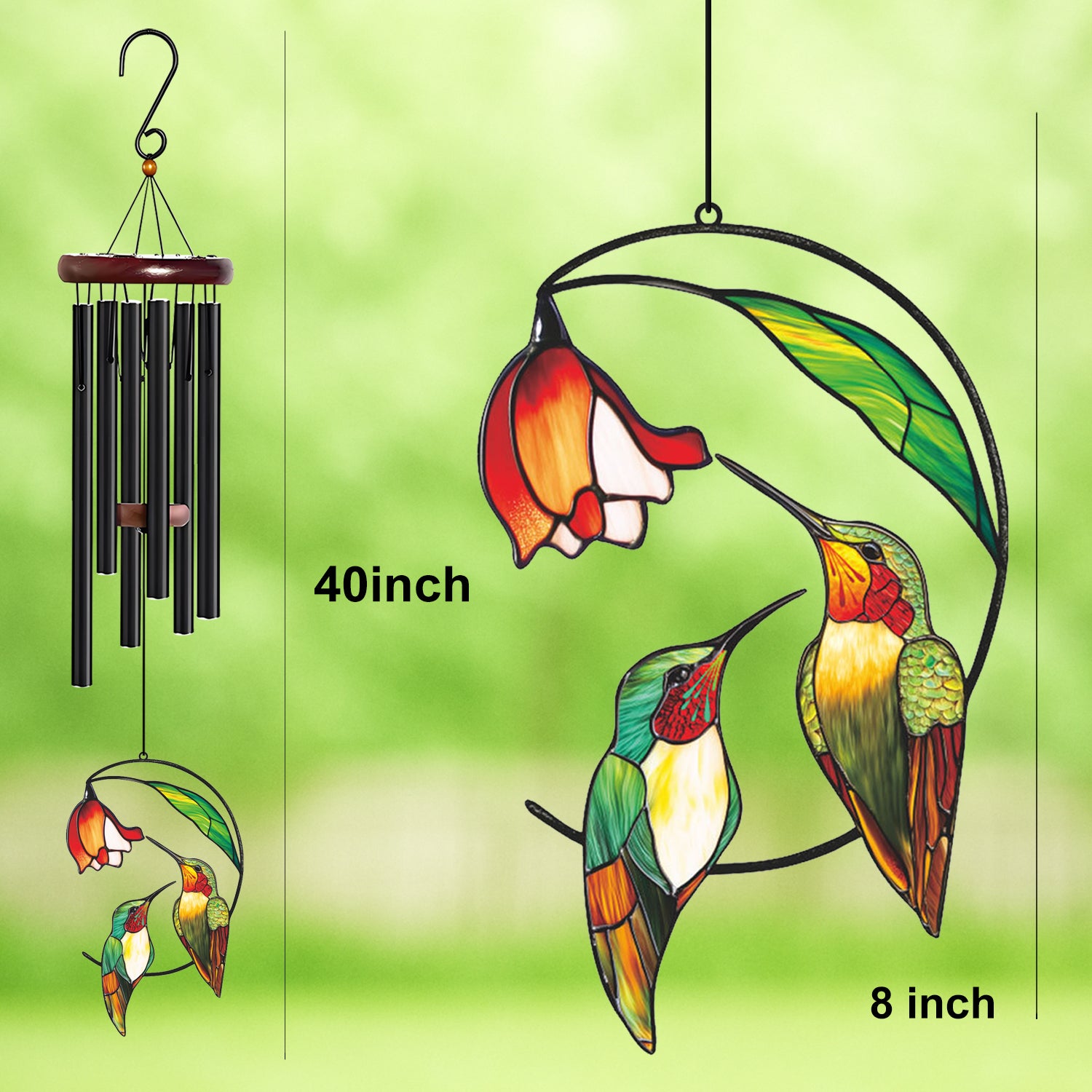 Hummingbird Wind Chime with Flower Accent – Style Wind 364