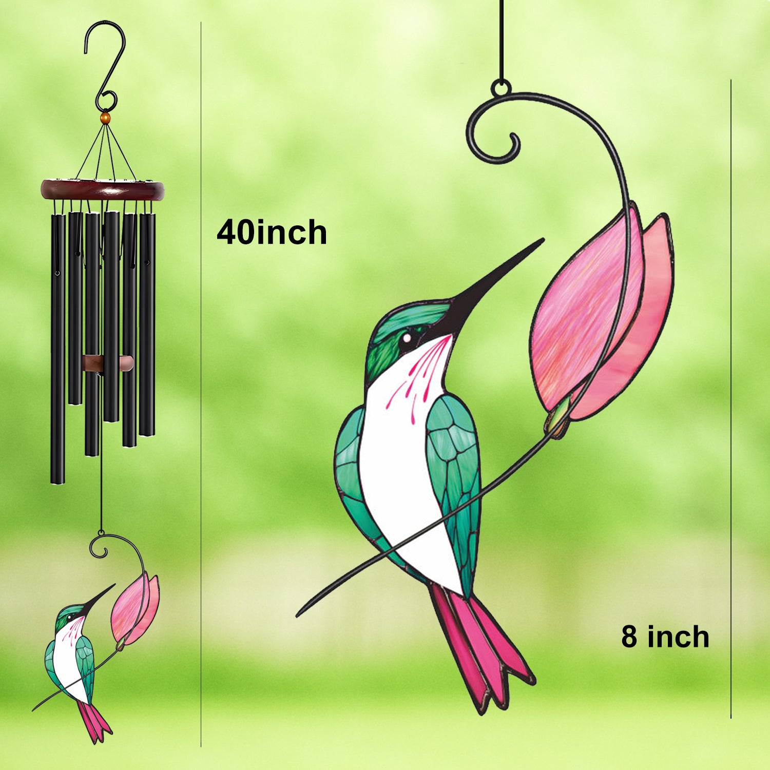 Hummingbird Pink Flower Wind Chime – Style Wind 367