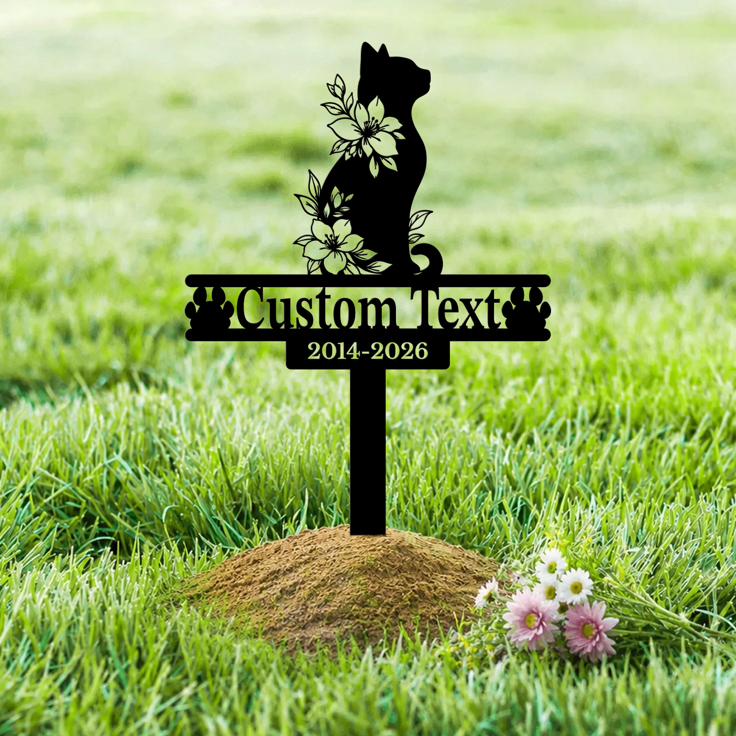 Personalized Cat Memorial Garden Stake | Custom Cat Memorial Metal Sign
