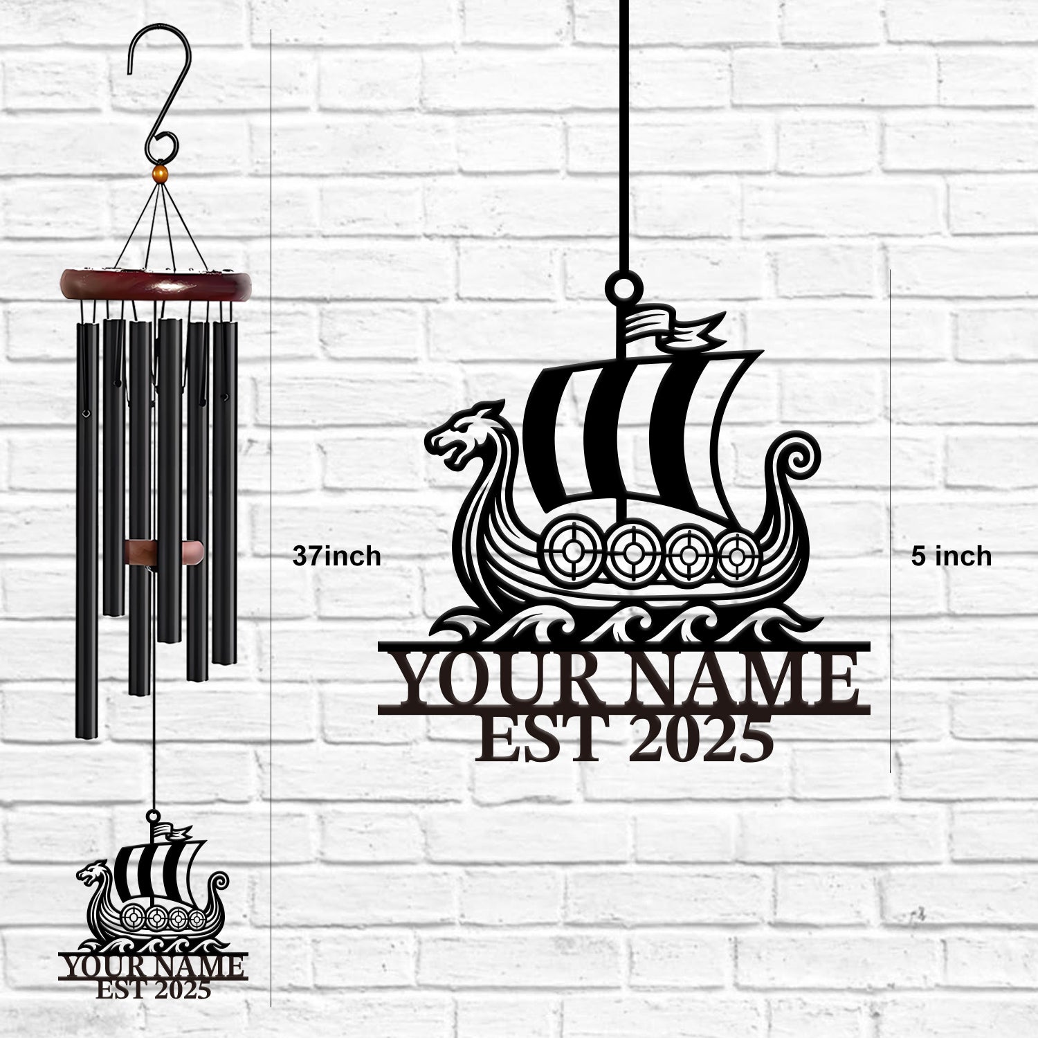 Personalized Viking Ship Wind Chime