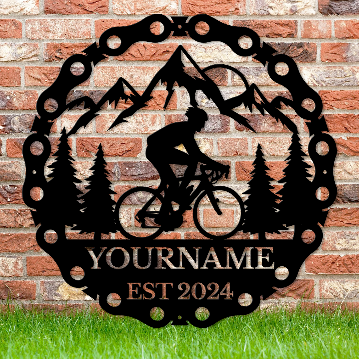 Personalized Cycling Metal Sign – Custom Name Wall Decor