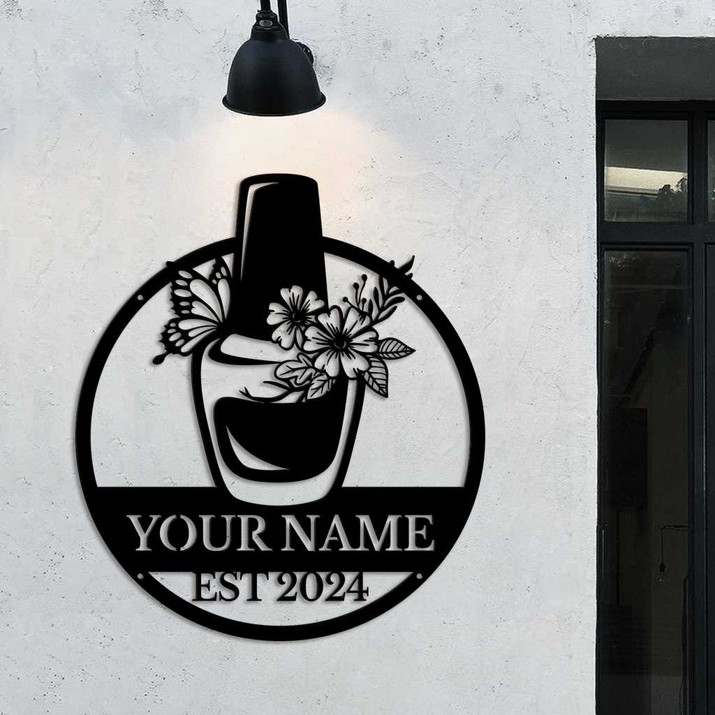 Personalized Nail Salon Metal Sign, Custom Text Beauty Room Decor