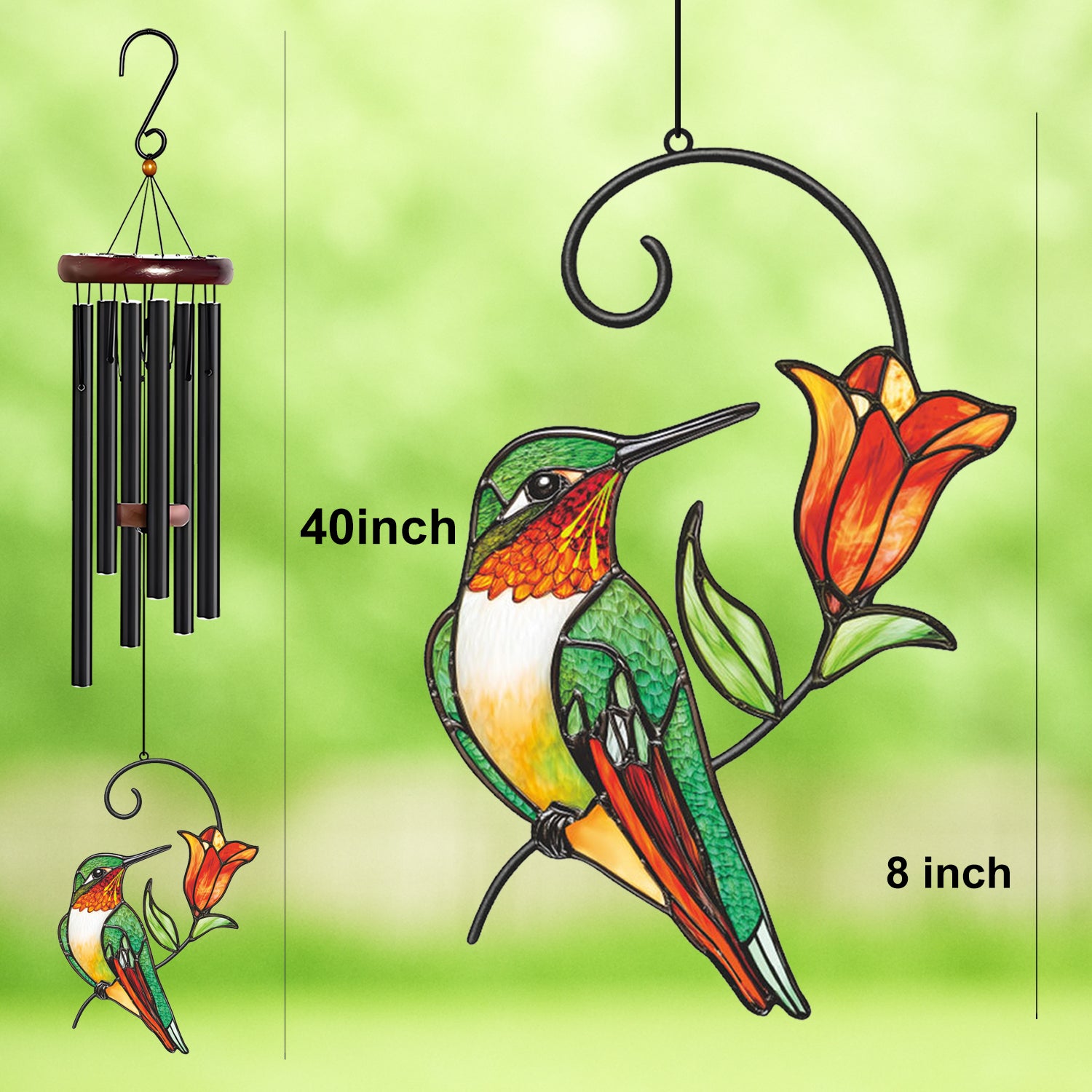 Hummingbird Orange Flower Wind Chime – Style Wind 366