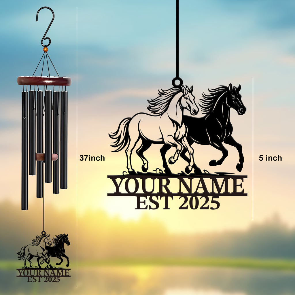 Personalized Two Horses Wind Chime