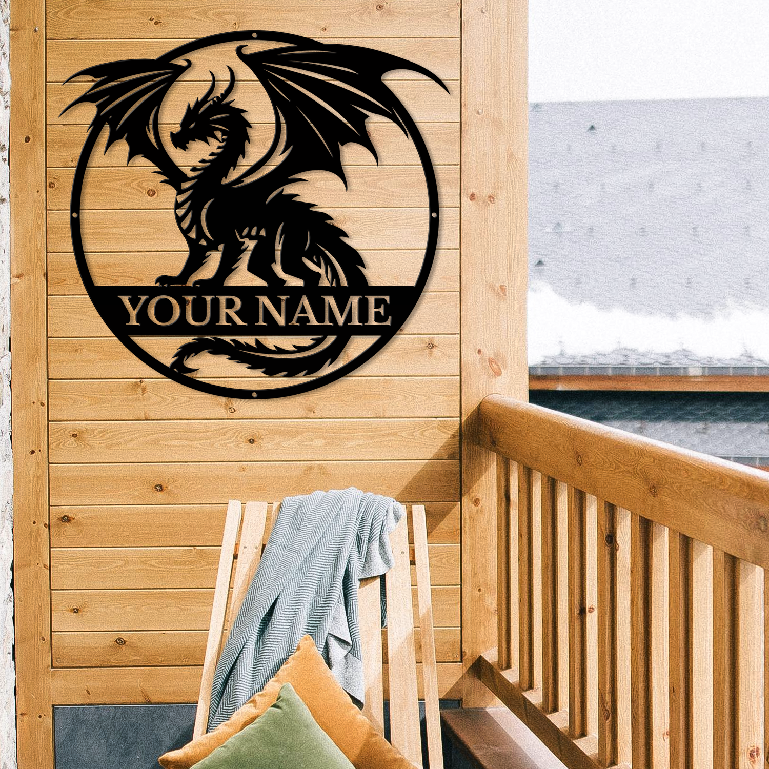 Custom Dragon Metal Sign – Personalized Name Wall Decor