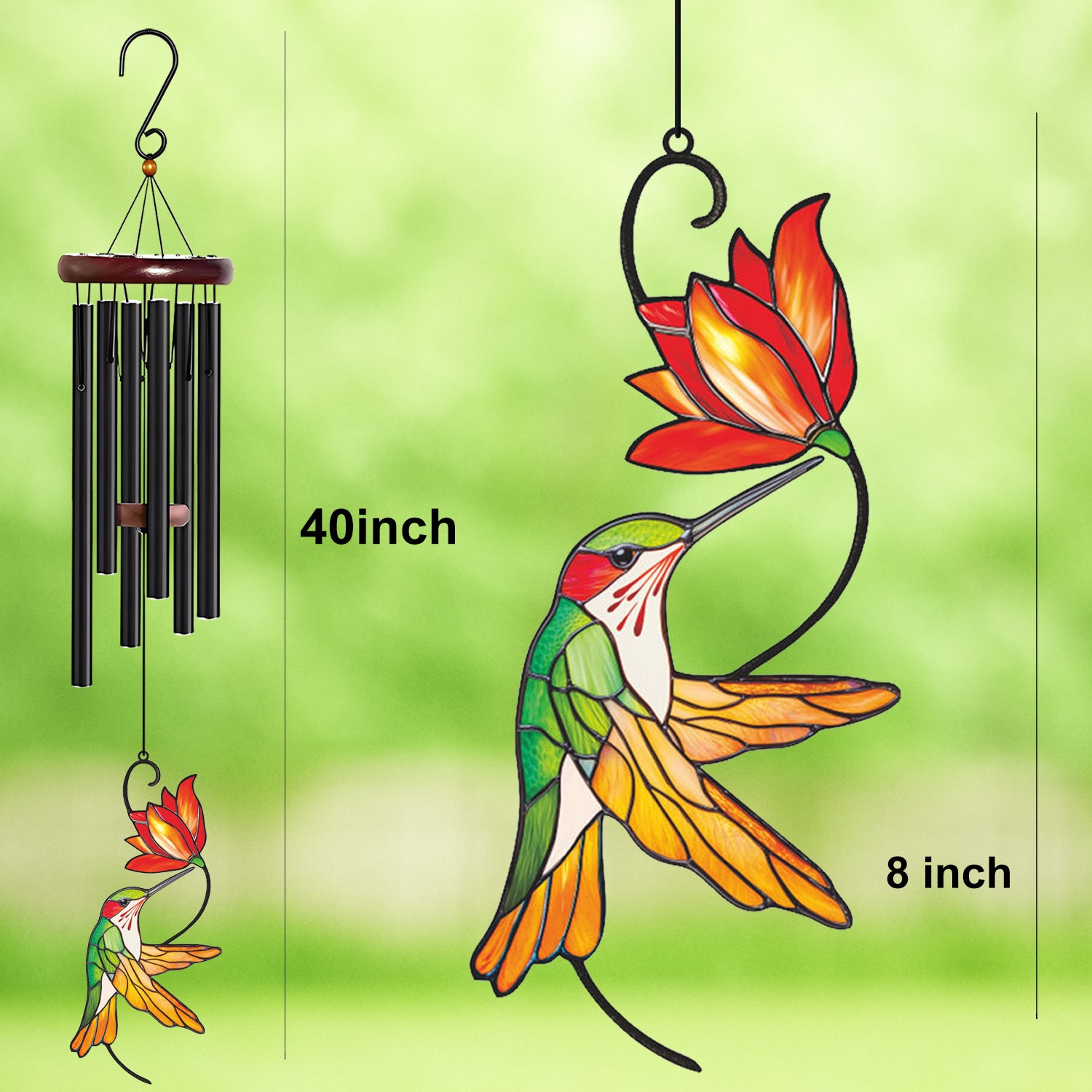 Hummingbird in Flight Flower Wind Chime – Style Wind 382