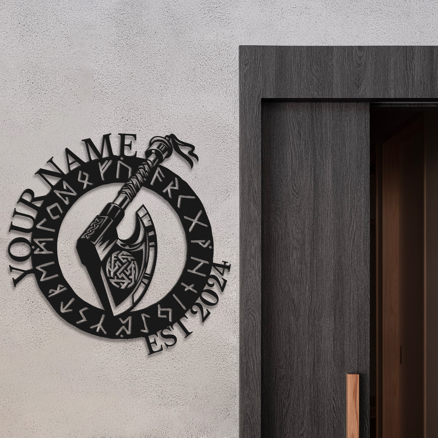 Personalized Viking Axe Metal Sign, Custom Text Norse Wall Decor