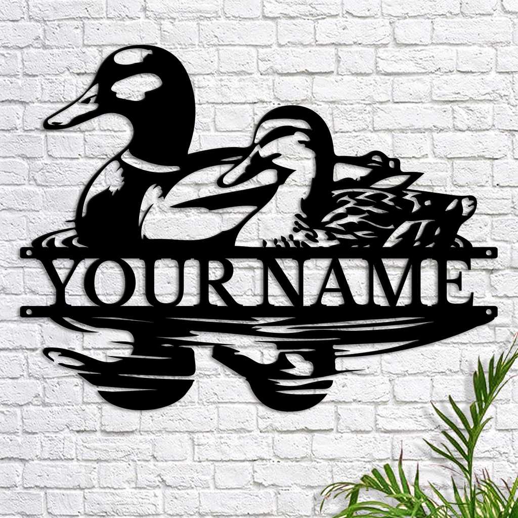 Personalized Duck Metal Sign, Custom Text Waterfowl Wall Decor