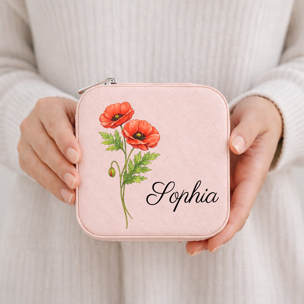 Personalized Birth Flower Jewelry Box for Her