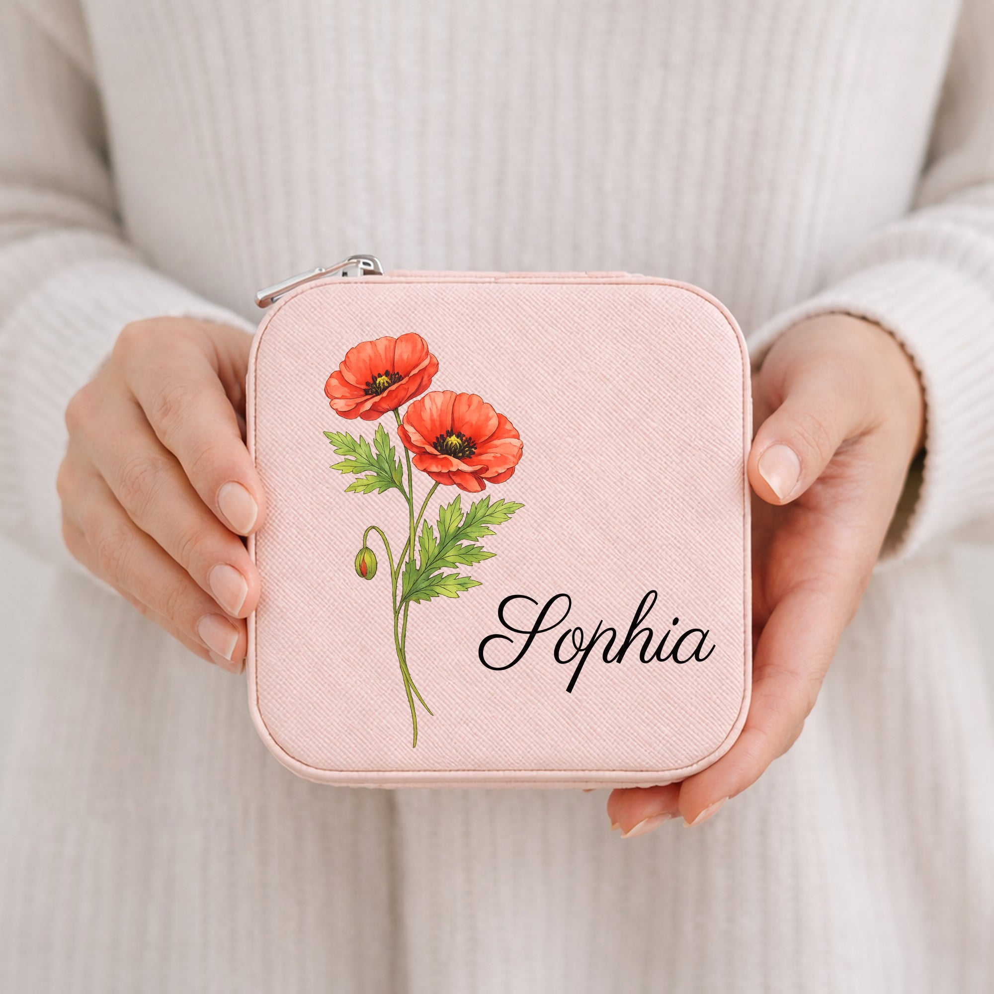 Personalized Birth Flower Jewelry Box for Her