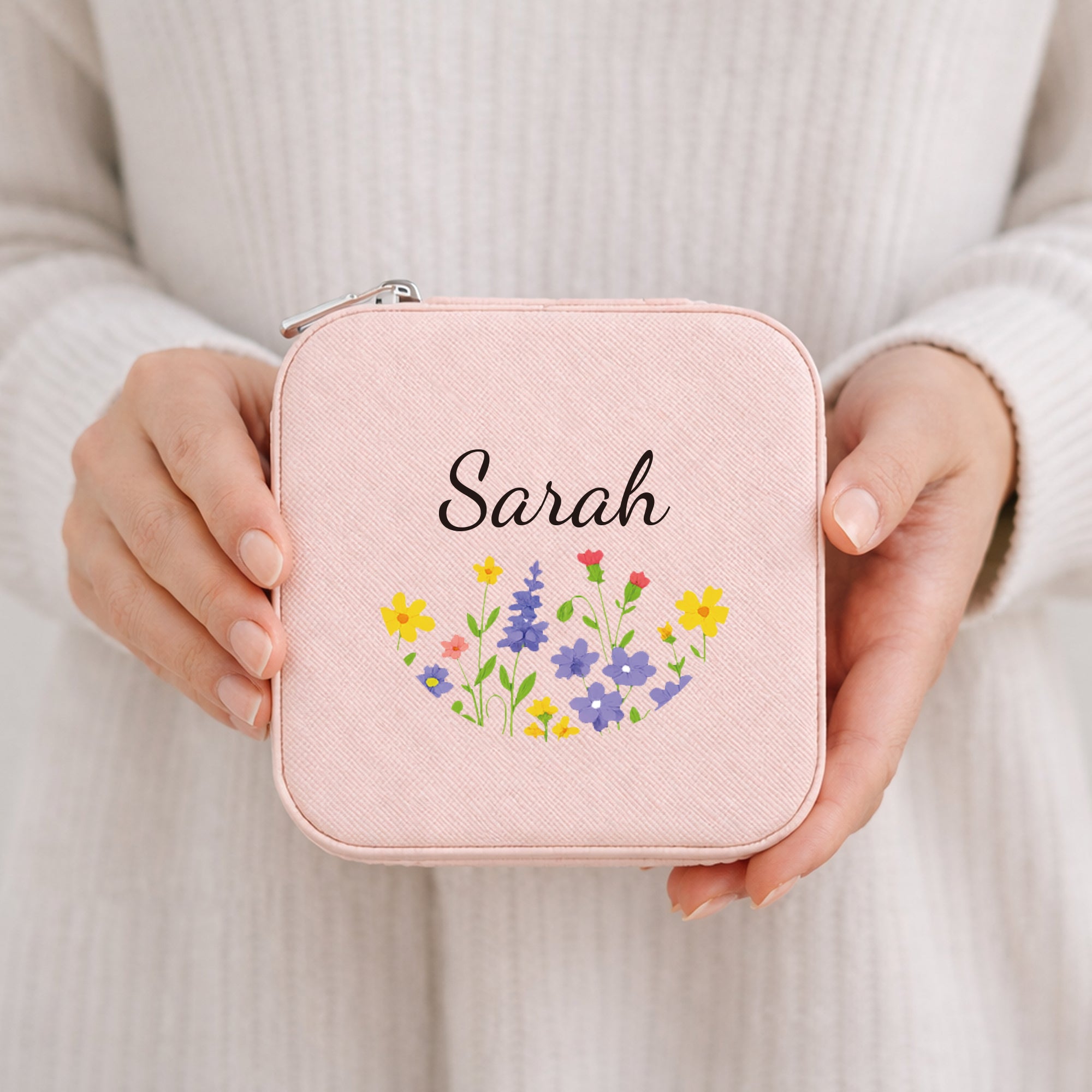Personalized Colorful Floral Jewelry Box