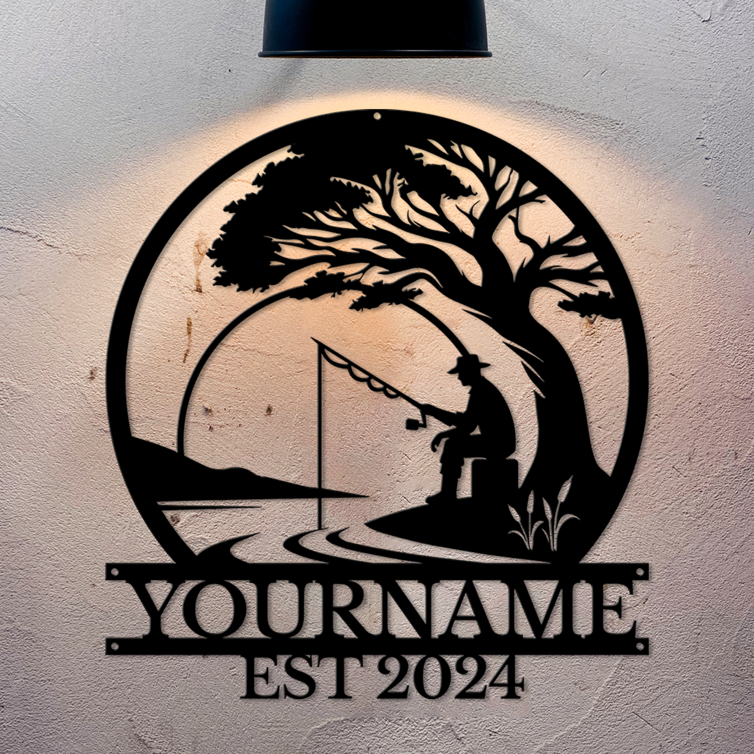 Personalized Fishing Metal Sign – Custom Name Wall Decor