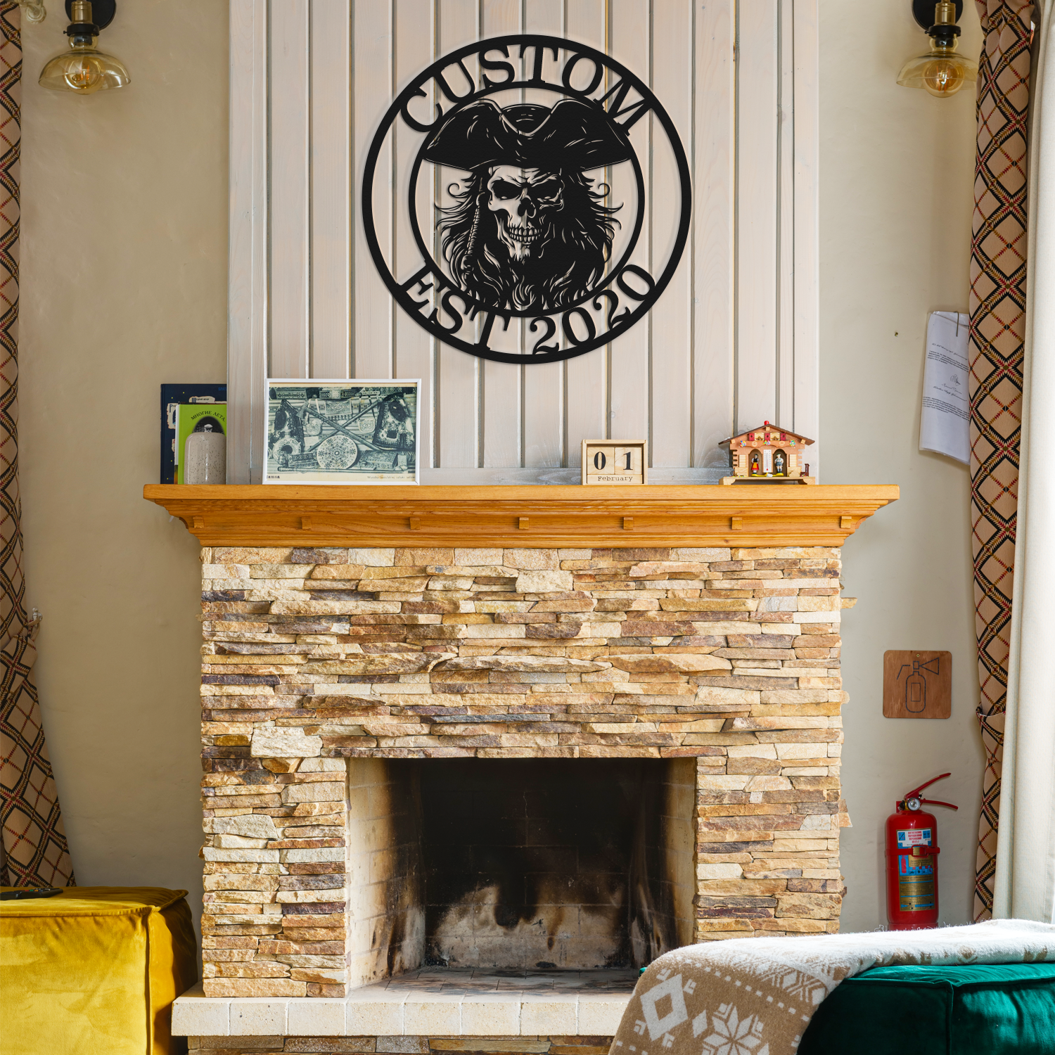 Personalized Pirate Skull Metal Sign | Custom Name & Established Year Wall Decor