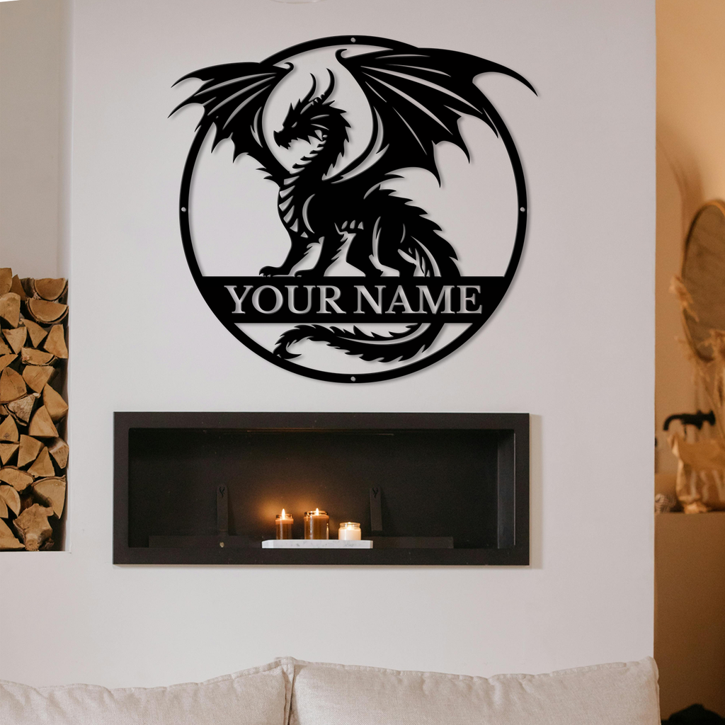 Custom Dragon Metal Sign – Personalized Name Wall Decor
