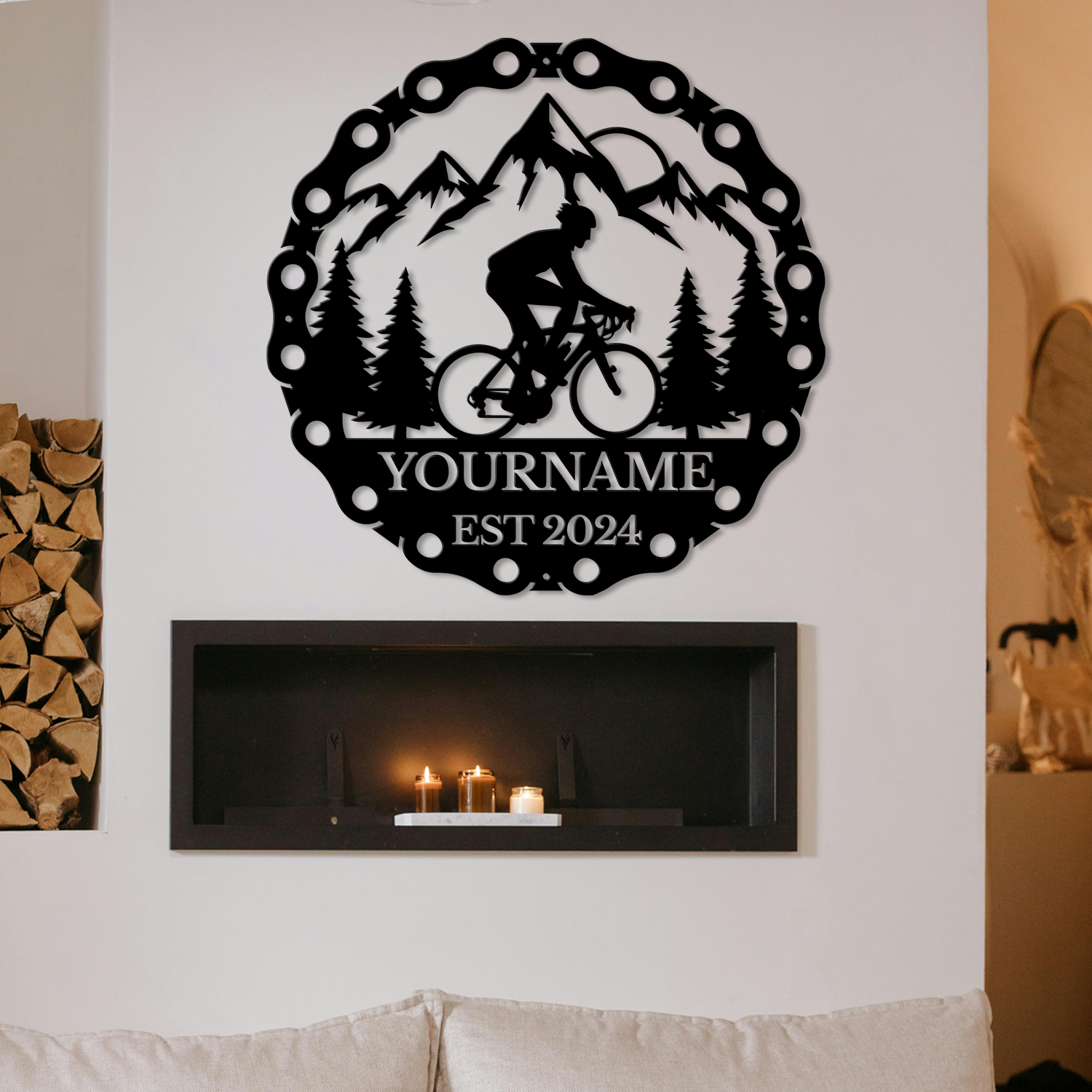 Personalized Cycling Metal Sign – Custom Name Wall Decor