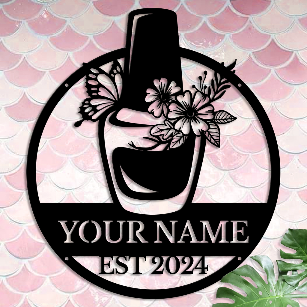 Personalized Nail Salon Metal Sign, Custom Text Beauty Room Decor