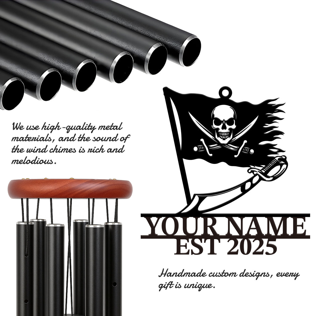 Personalized Pirate Flag Wind Chime