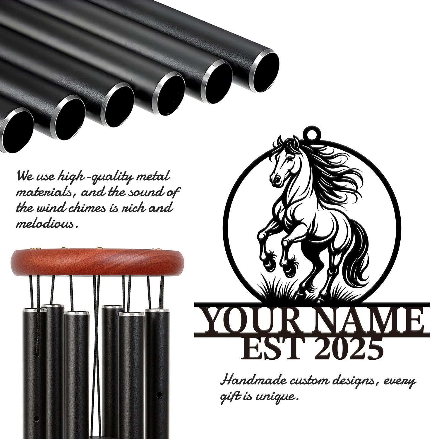 Personalized Rearing Horse Wind Chime