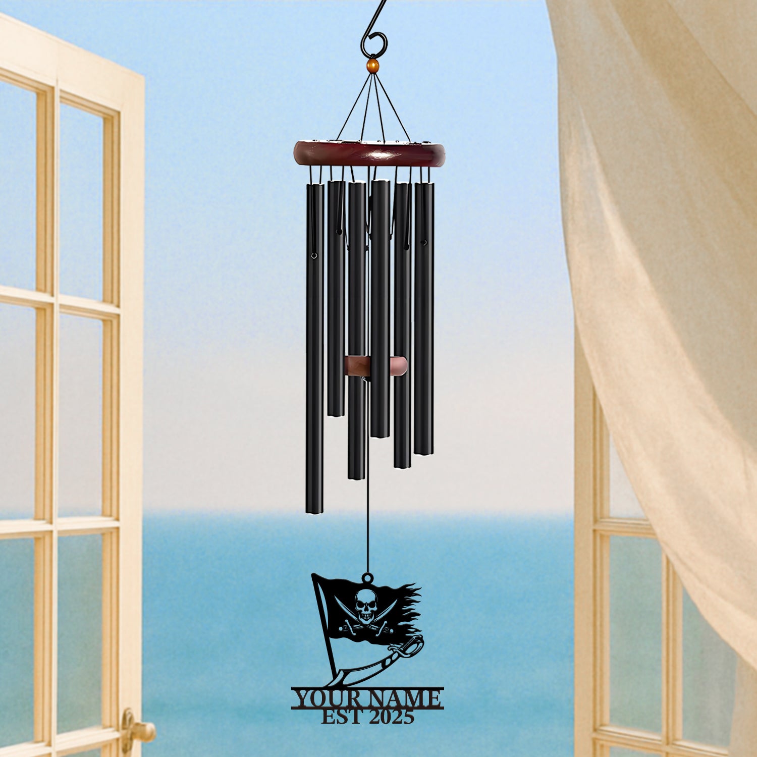 Personalized Pirate Flag Wind Chime