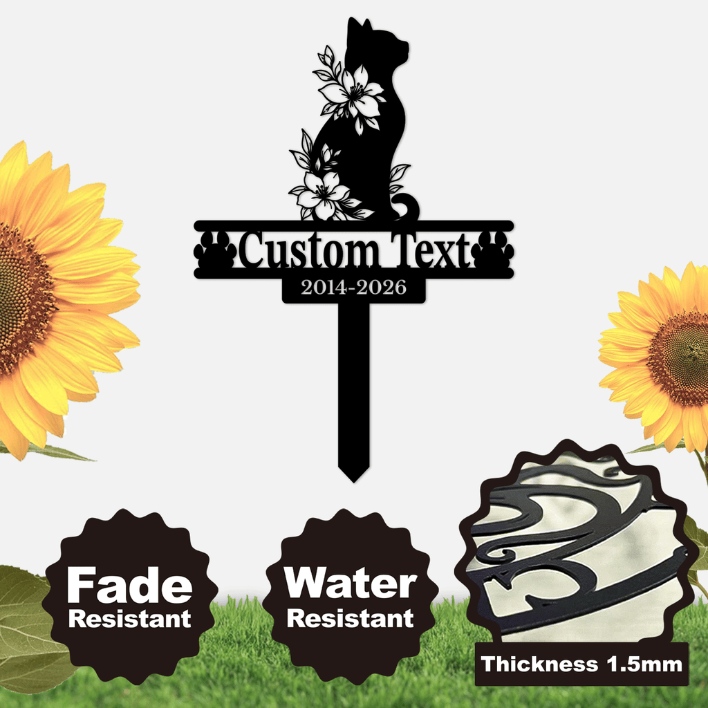 Personalized Cat Memorial Garden Stake | Custom Cat Memorial Metal Sign