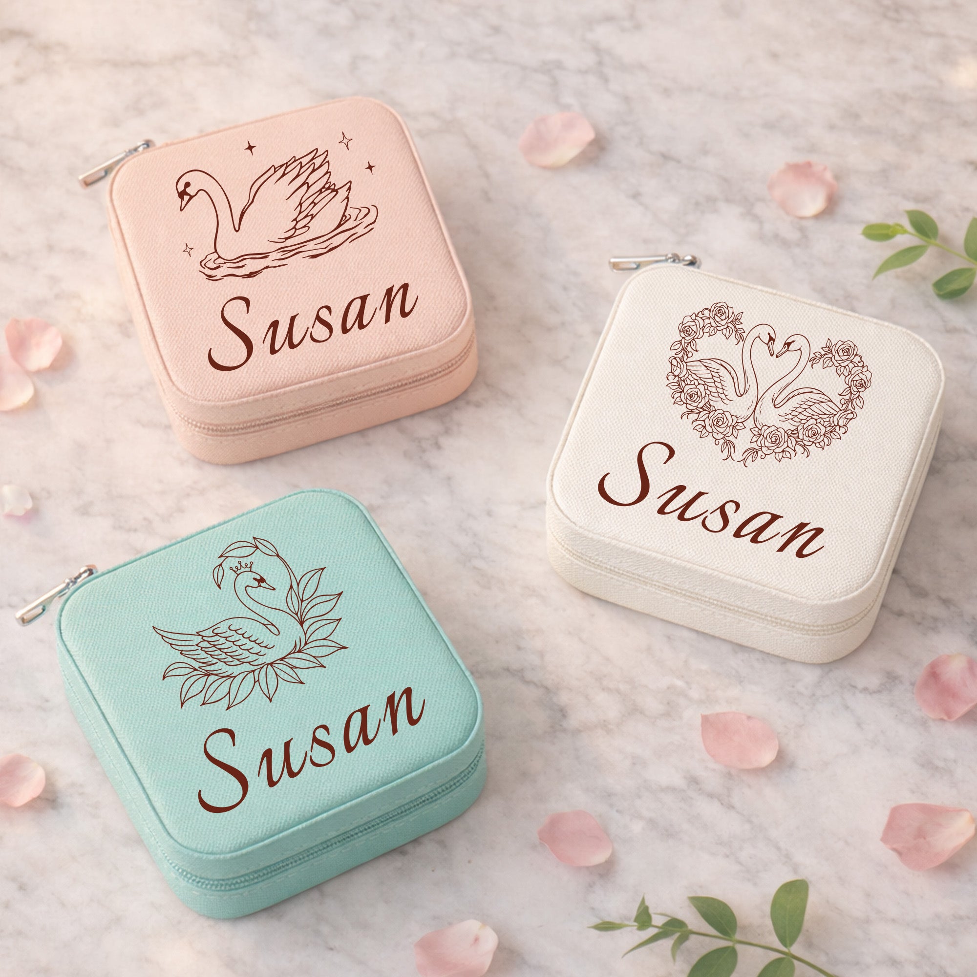 Personalized Swan Jewelry Box