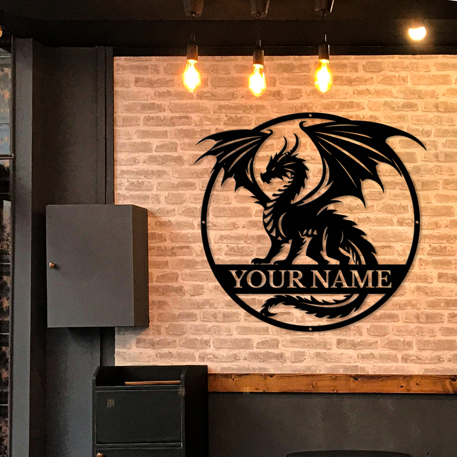 Custom Dragon Metal Sign – Personalized Name Wall Decor