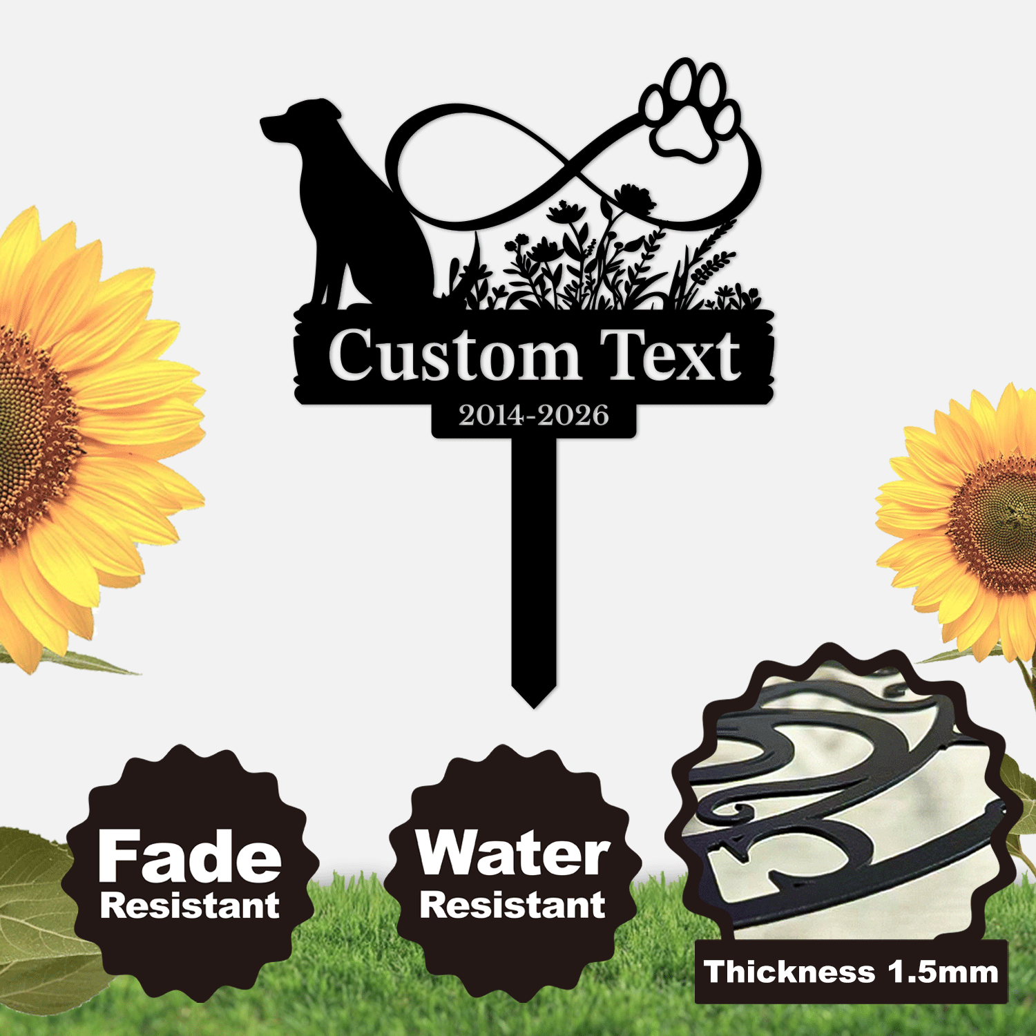 Personalized Dog Memorial Garden Stake | Custom Dog Memorial Metal Sign