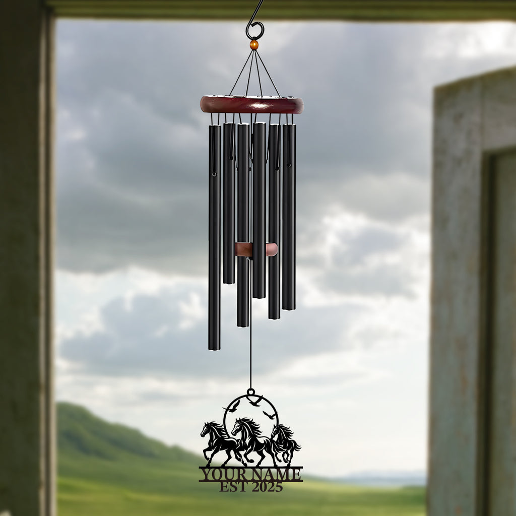 Personalized Running Horses Wind Chime