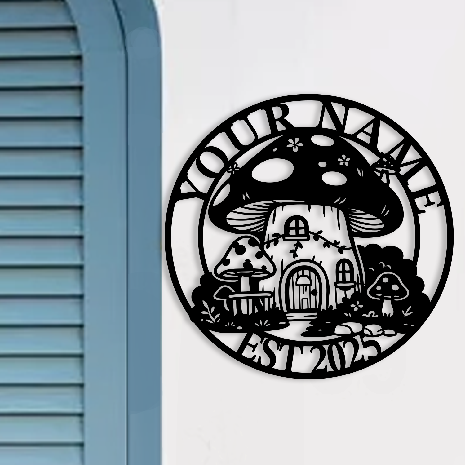 Personalized Mushroom House Metal Sign