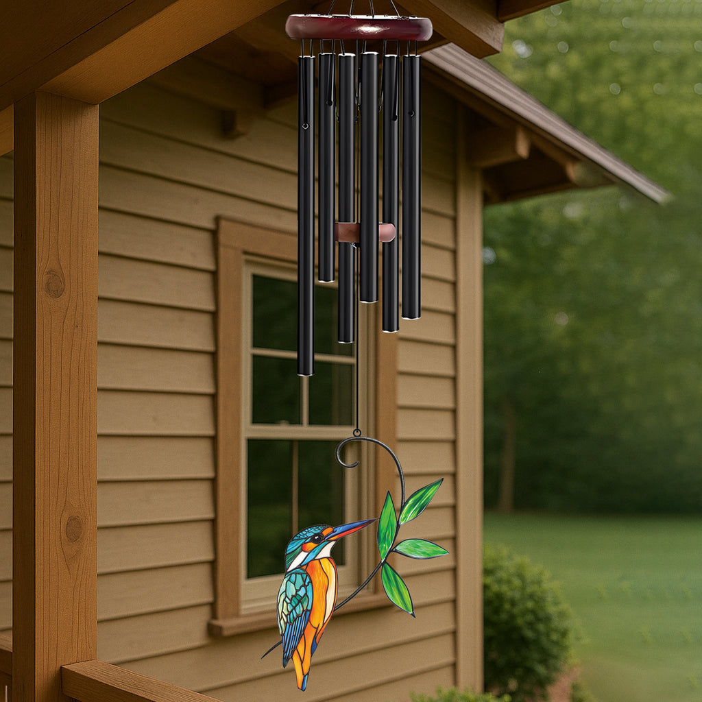 Colorful Kingfisher Bird Leaf Wind Chime – Style Wind 371
